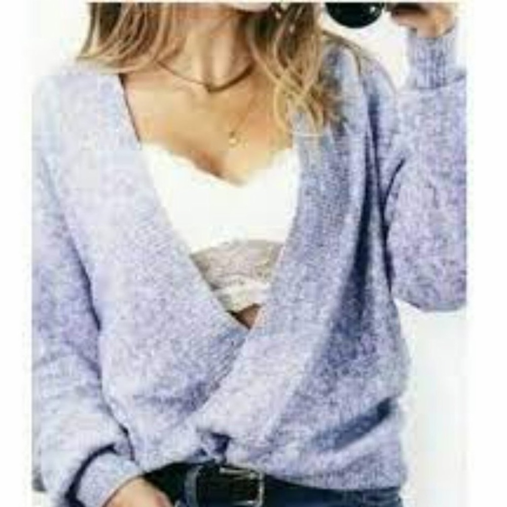 Silence + Noise hear here’s purple cross front slouch sweater size medium